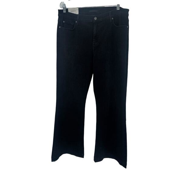 7 for All Mankind Tailorless Dojo Flare Jeans Denim in Black Rose Size 33 NWT - Picture 5 of 13